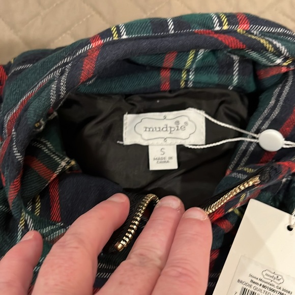 Mud Pie Brodie Navy Tartan Quilted Vest/NWT/Size S - Picture 5 of 9